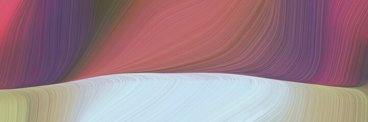 Poster - abstract dynamic curved lines decorative designed horizontal banner with pastel brown, antique fuchsia and powder blue colors