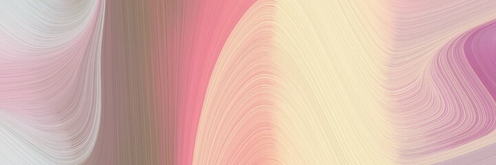 Poster - abstract dynamic curved lines decorative horizontal header with baby pink, rosy brown and gray gray colors