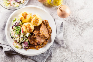 Canvas Print - Braised pork loins with onion sauce