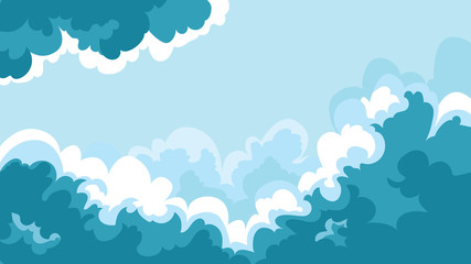 Wall Mural - Beautiful sky landscape. Colorful clouds in cartoon style.