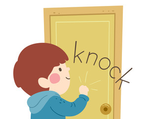 Wall Mural - Kid Boy Onomatopoeia Sound Knock Illustration