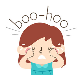 Sticker - Kid Girl Onomatopoeia Sound Boo Hoo Illustration