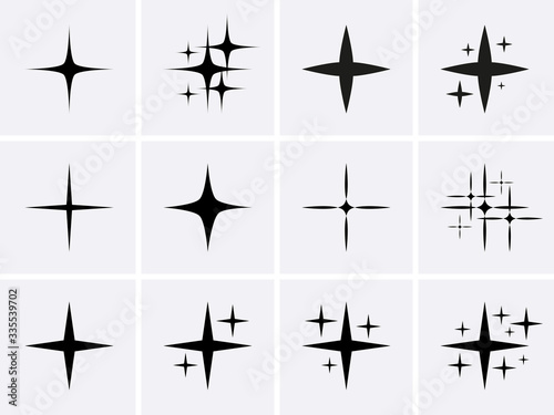 Fotomural Sparkles symbols and star Icon, Vector flash set