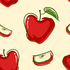 Wall Mural - Seamless Red Apple Background Illustration