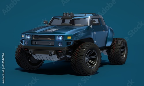 3D rendering of a brand-less generic concept off-road car in studio environment © Andrus Ciprian