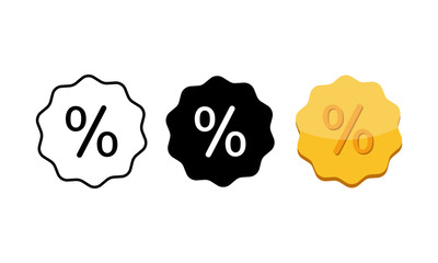 Poster - Percentage icon flat in modern white, black and gold colour design concept, symbol simple on isolated background. EPS 10 vector.