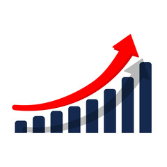 Poster - Growth graph or diagram with arrow up icon in modern colour design concept on isolated white background. EPS 10 vector.