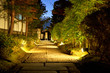 Nicely illuminated path in the garden