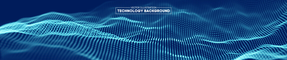 Poster - abstract technology background. cyber technology wire network futuristic wave. artificial intelligen