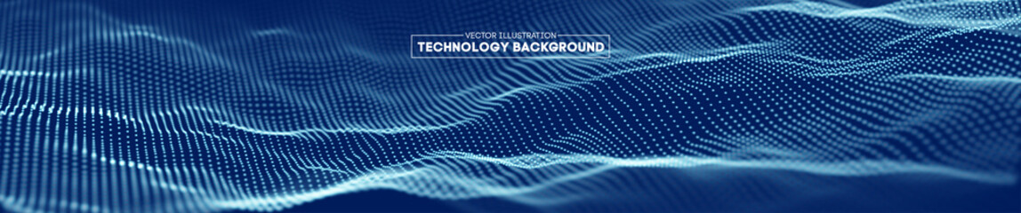 Poster - abstract technology background. cyber technology wire network futuristic wave. artificial intelligen
