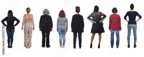 Cuadros en Lienzo rear view of women on white background