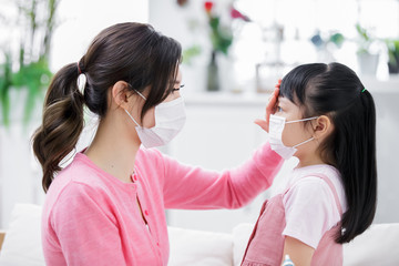 Wall Mural - Mom touch kid to check her fever