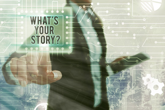 Word writing text What Is Your Storyquestion. Business photo showcasing manner of asking demonstrating about past life events