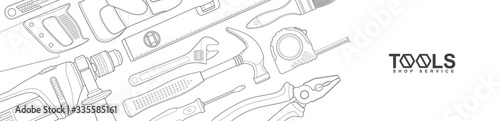 Fotografía Construction concept tools shop service banner set all of tools supplies for hou