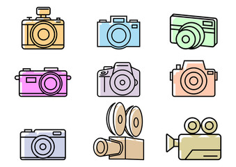 Camera flat icons,Vector illustrations