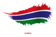 Flag of Gambia in grunge style with waving effect.