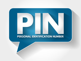 Poster - pin - personal identification number acronym message bubble, technology concept background