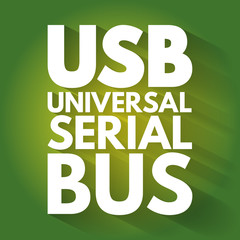 Aufkleber - USB - Universal Serial Bus acronym, technology concept background