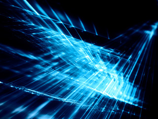 Poster - Abstract blue on black background element. Fractal graphics 3d illustration. Science or technology concept.