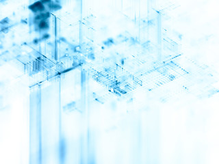 Poster - Abstract blue on white background. Fractal graphics 3d illustration. Science or technology concept.