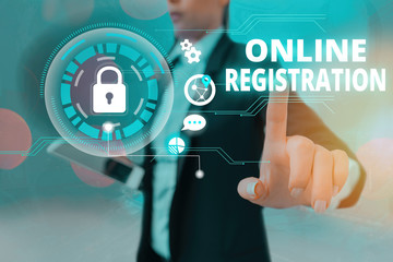 Leinwandbilder - Text sign showing Online Registration. Business photo text System for subscribing or registering via the Internet
