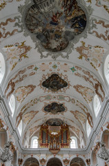 Interior of the Jesuitenkirche (Jesuit Church) in Luzern, Switzerland.