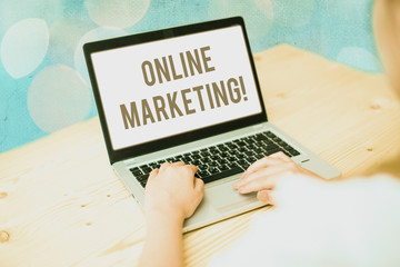 Poster - handwriting text online marketing. conceptual photo leveraging web based channels spread about compa
