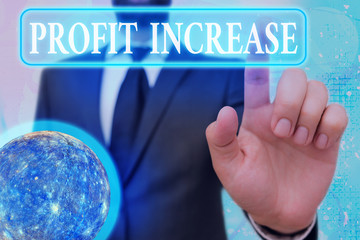 Poster - Writing note showing Profit Increase. Business concept for the growth in the amount of revenue gained from a business Elements of this image furnished by NASA