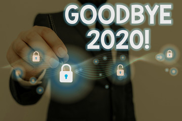 Wall Mural - Text sign showing Good Bye 2020. Business photo text express good wishes when parting or at the end of last year