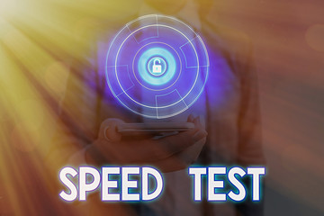 Poster - Conceptual hand writing showing Speed Test. Concept meaning psychological test for the maximum speed of performing a task