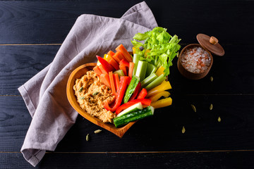 Wall Mural - Hummus platter with vegetables