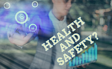 Poster - Text sign showing Health And Safety. Business photo text procedures intended to prevent accident in workplace