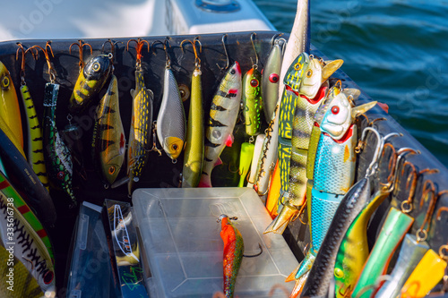 Cuadros en Lienzo Sweden. Stokholm. 16 August 2019 - Fishing bait box. Europe.
