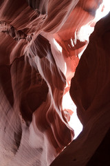 Page, Arizona / USA - August 05, 2015: Rock formations inside Upper Antelope Canyon, Page, Arizona, USA