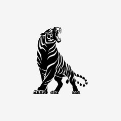 tiger roaring logo sign emblem vector illustration