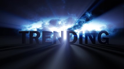 Wall Mural - 3D word animation of Trending with blue light ray