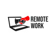 © artsterdam - Remote work, video chat and online conference, logo design. Innovation technology, online business and computer technology, vector design and illustration