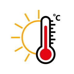 Wall Mural - temperature icon. symbol sunny weather for weather forecast ,application or widget. device for measu