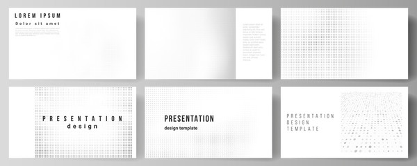 Wall Mural - Vector layout of presentation slides design business templates, multipurpose template for presentation brochure, brochure cover. Halftone effect decoration with dots. Dotted pattern for grunge style.