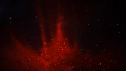 Wall Mural - red smoke and tendrils blue space 4k loop features tendrils of red smoke and particles rising into a