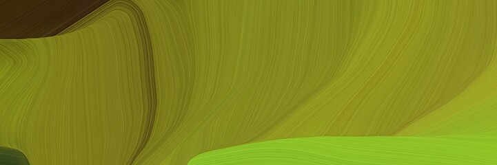 Poster - elegant abstract curved lines artistic header with olive drab, very dark green and yellow green colors
