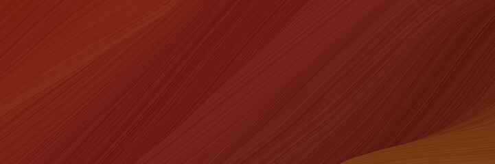 Poster - elegant abstract curved lines decorative horizontal banner with dark red and saddle brown colors. elegant curved lines with fluid flowing waves and curves