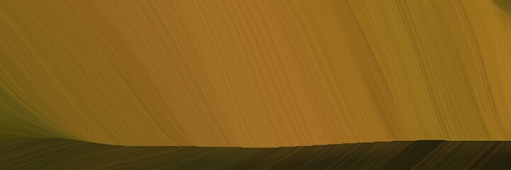Poster - elegant abstract curved lines colorful horizontal banner with brown, very dark green and chocolate colors