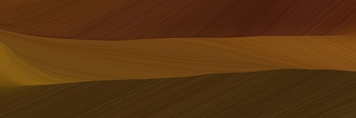 Poster - elegant abstract curved lines artistic designed horizontal banner with chocolate, brown and very dark green colors. elegant curved lines with fluid flowing waves and curves