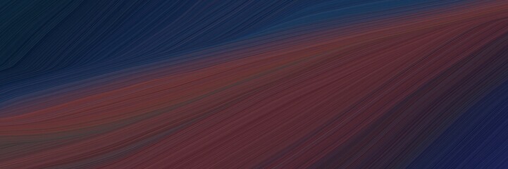 Poster - elegant abstract curved lines decorative horizontal banner with very dark magenta, old mauve and very dark blue colors. elegant curved lines with fluid flowing waves and curves