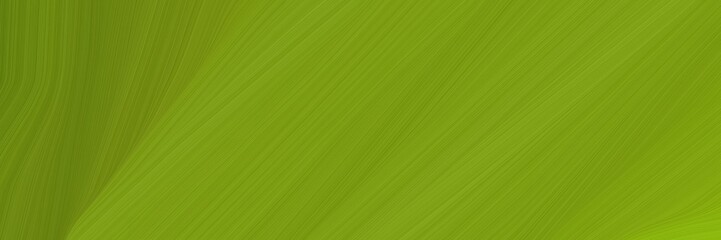 Poster - elegant abstract curved lines decorative horizontal banner with olive drab, dark green and yellow green colors