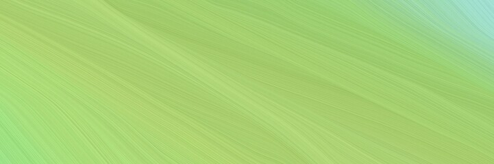Poster - elegant abstract curved lines surreal designed horizontal banner with dark khaki, pastel blue and light green colors