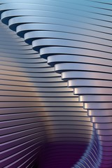 Wall Mural - Modern architecture detail. Futuristic metal Building. Art background with pastel colors. Abstract curved shape. 3D rendering