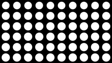 Poster - Seamless halftone white dots appear and disappear in motion at black background. Vintage pattern animation.