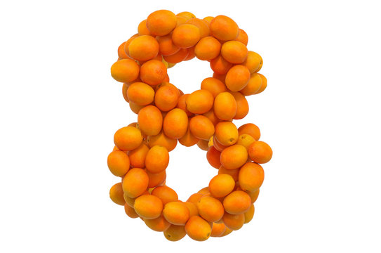 Number 8 from oranges, 3D rendering